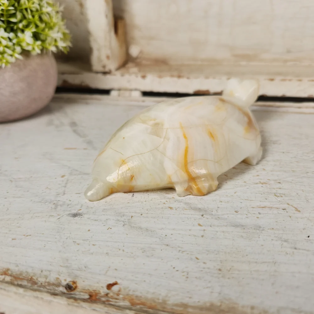 Vintage Hand Carved Onyx Stone Turtle Figurine 6